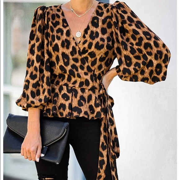 LIZZY Leopard Print Wrap Blouse - Picture 5 of 6
